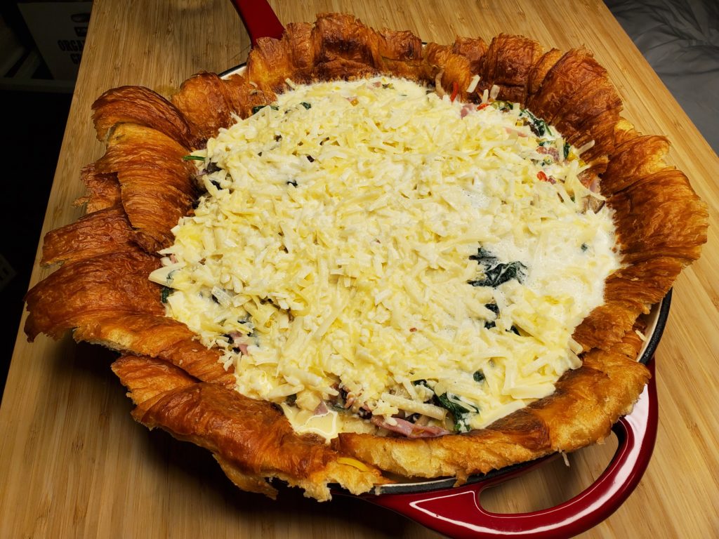 croissant-crust-quiche-with-custard-and-shredded-cheese
